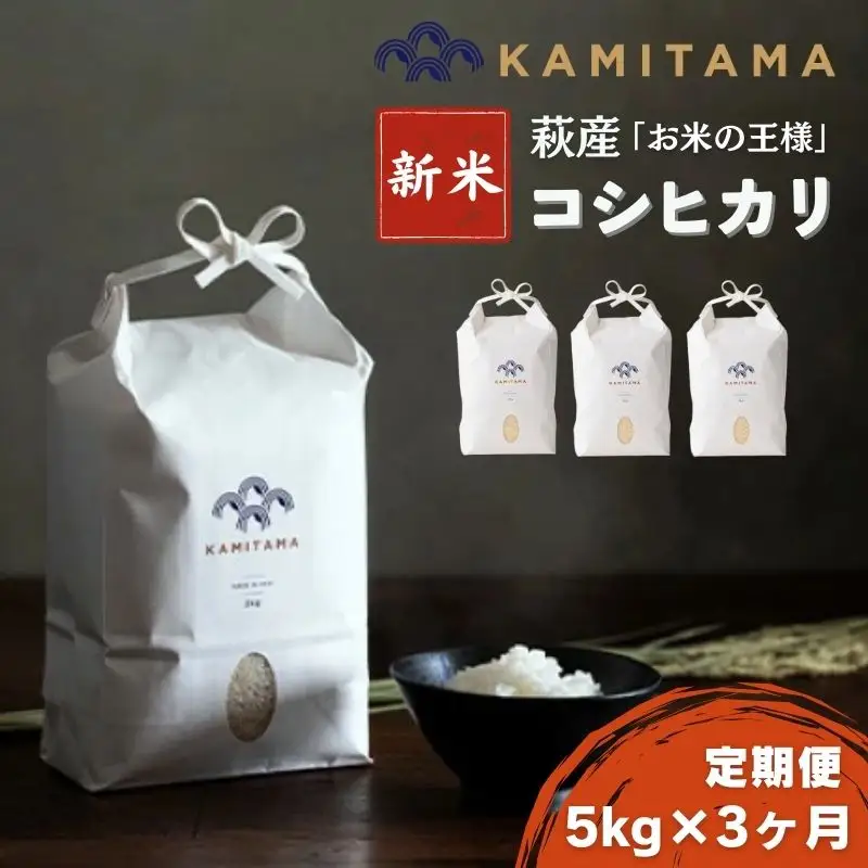 定期便 3か月 コシヒカリ 令和8年 5kg 米 コメ こめ 萩産 KAMITAMA｜HG0T0586