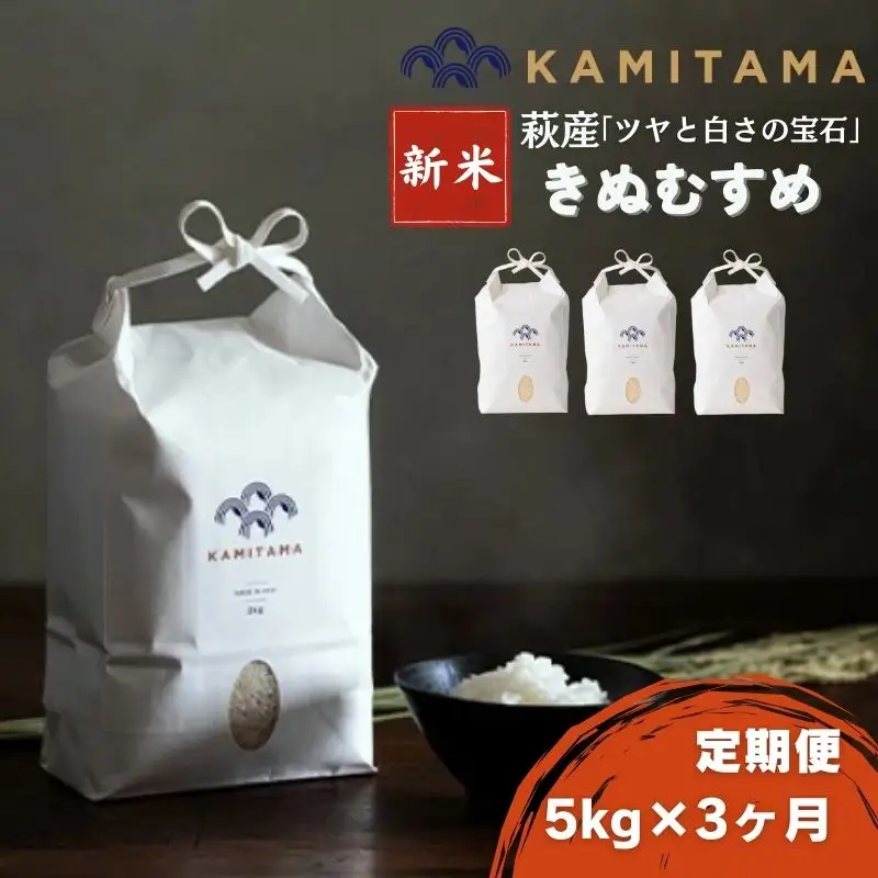 定期便 3か月 きぬむすめ 令和8年 5kg  米 コメ こめ 萩産 KAMITAMA｜HG0T0590