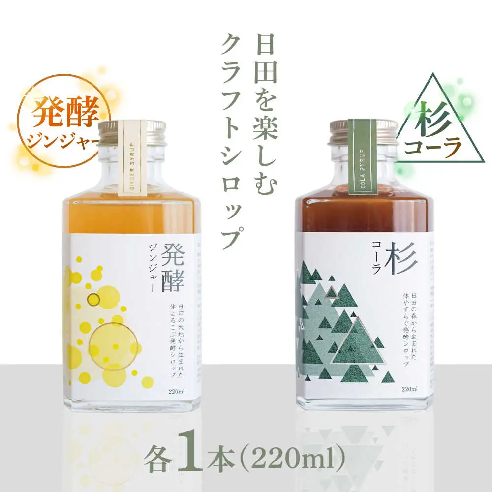 【お中元対象】日田杉香るクラフトコーラ　「杉コーラ」　/ピリッと生姜とシナモンの甘い香り　「発酵ジンジャー」　 飲み比べセット（杉コーラ、発酵ジンジャー2本セット/各1本） スパイス 炭酸 シロップ[ARDA009]