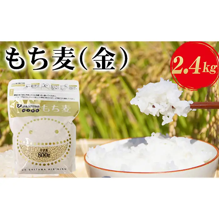 埼玉県産もち麦（金）2.4kg（800g×3袋）  [No.175]