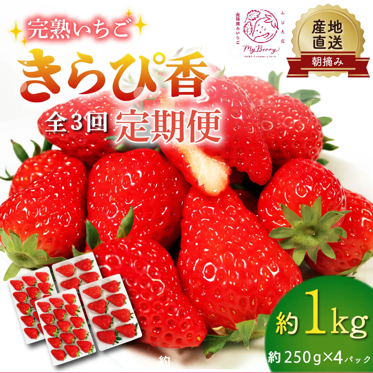 【全3回定期便】 いちご きらぴ香 約1kg 1月 2月 3月発送