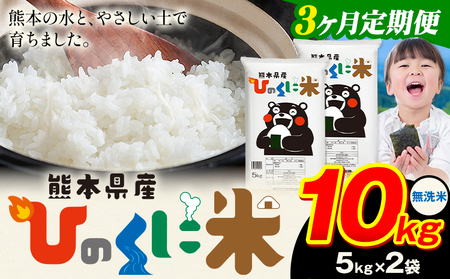 【3ヶ月定期便】無洗米 ひのくに米 10kg