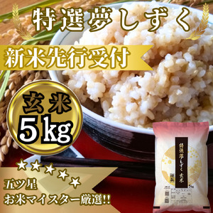 CIC50_『新米予約』令和７年産　特選夢しずく【玄米】５㎏　※新米収穫後10月以降発送