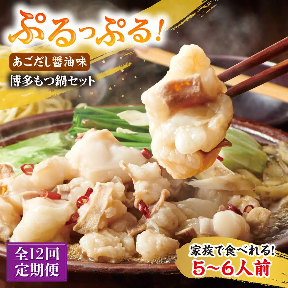 【全12回定期便】やまや博多もつ鍋5-6人前 あごだし醤油味[BGAH058]もつ鍋定期便 モツナベ