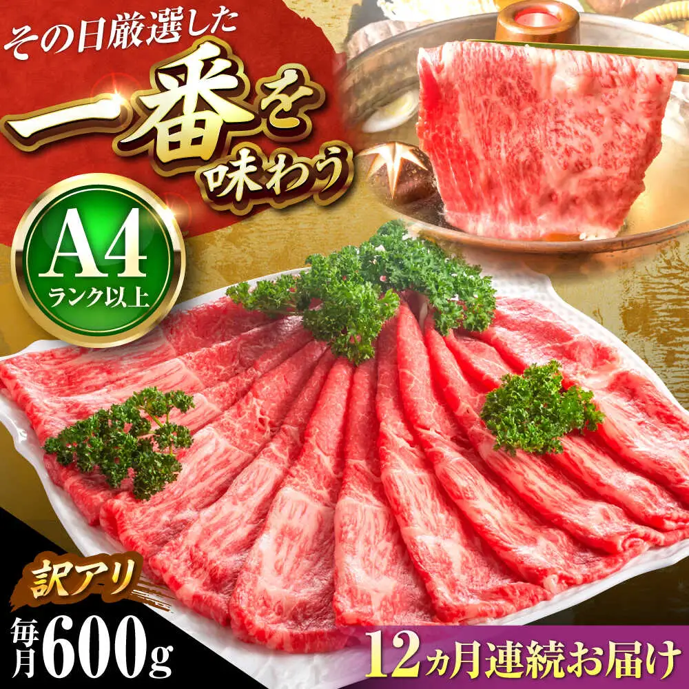 【全12回定期便】訳あり博多和牛すき焼き用600g[BGAB088] すき焼き