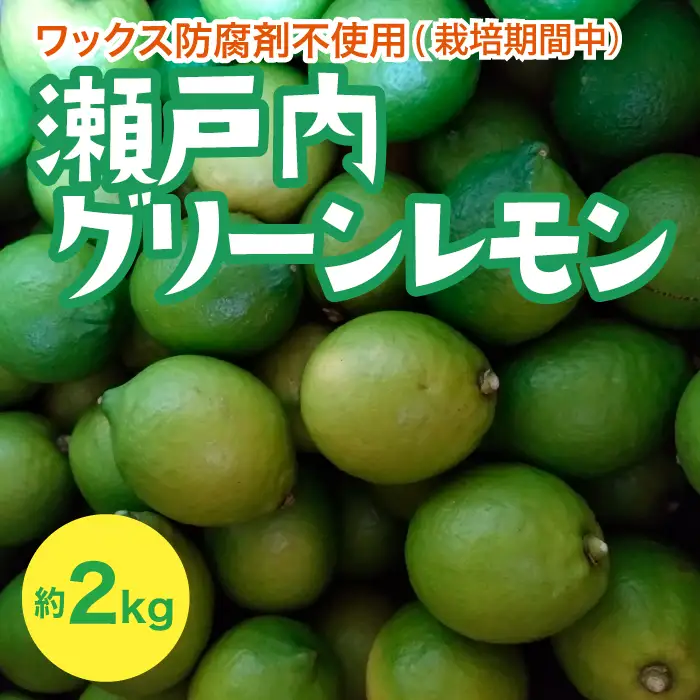 瀬戸内 グリーンレモン 約２kg【栽培期間中防腐剤ワックス不使用】【先行受付】【2026年10月以降発送】レモン 国産 佐木島 三原 広島 フルーツ 果物 柑橘 柑橘類 檸檬 017057