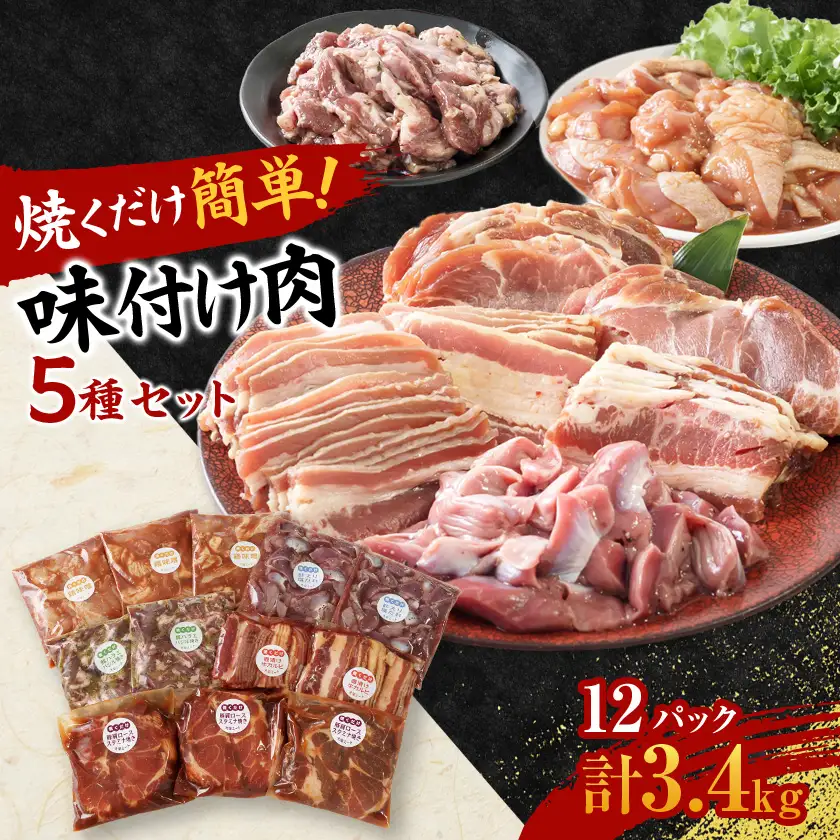 焼くだけ簡単!味付け肉セット《合計3.4kg》【配送不可地域：離島】【1607738】