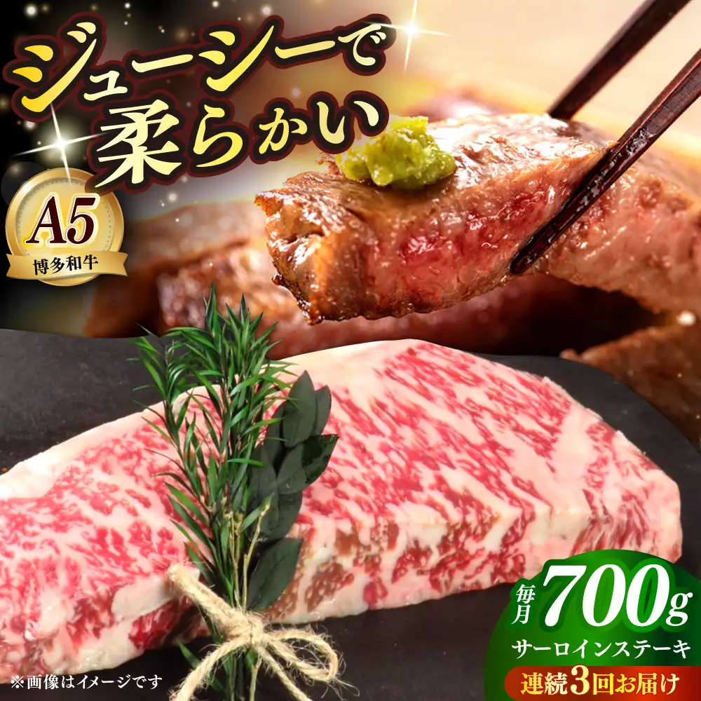 【全3回定期便】国産 博多和牛 A5ランク サーロイン ステーキ 350g×2枚 雌 ステーキ 和牛 肉 BBQ [ABEN014]