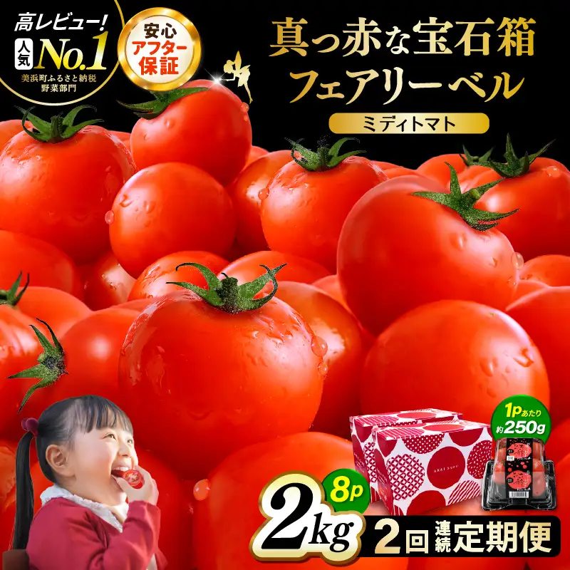 定期便 ≪2ヶ月連続お届け≫ フルーツミディトマト 約2kg(1kg×2箱）× 2回 トマト 野菜  [m37-b005]