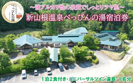 新山根温泉べっぴんの湯ご宿泊券 1泊2食付き ユニバーサルツイン遠島 1名分