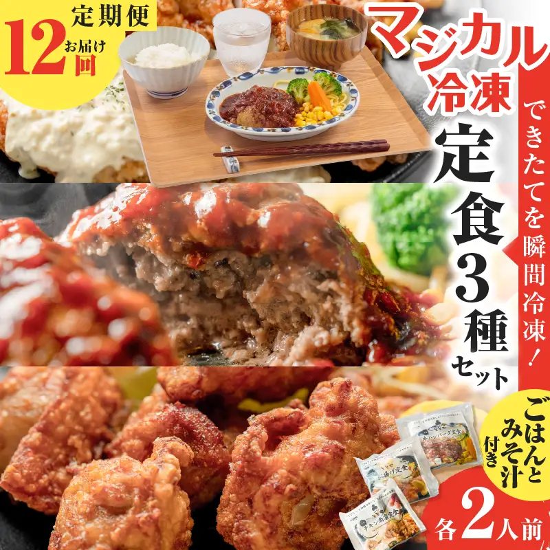 【 全12回定期便 】マジカル 冷凍 定食 三種 セット K258-T04_c 惣菜 総菜