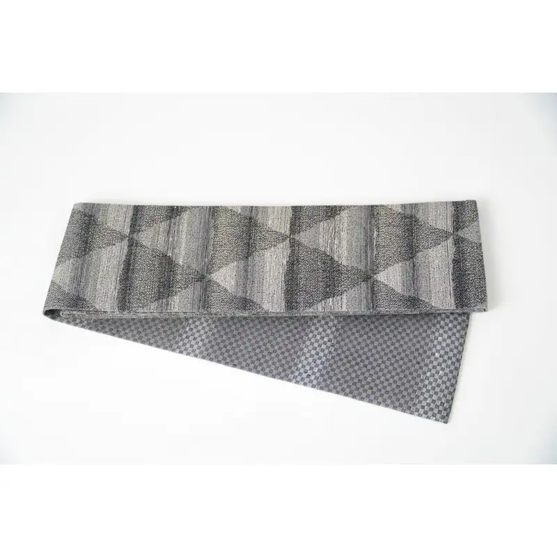 半幅帯　大ウロコ文（グレー）*リバーシブル幅約15.2cm×長さ約420cm