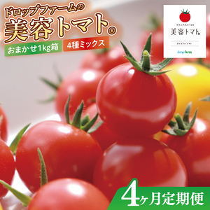 【4ヶ月定期便】【11月より順次発送】ドロップファームの美容トマトおまかせ1kg箱(４種ミックス)（CK-15）