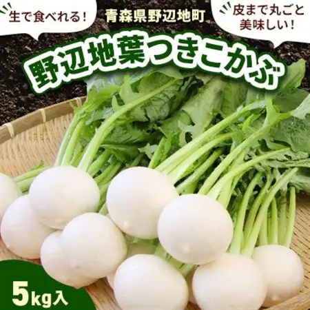 生で食べられる!皮まで丸ごと美味しい!野辺地葉つきこかぶ(5kg入)【配送不可地域：離島・沖縄県・九州】【1542452】