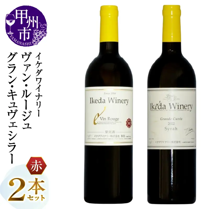 イケダワイナリー 2本セット【ヴァン・ルージュ / グラン・キュヴェ シラー】（MG）B18-668【ワイン イケダワイナリー 赤ワイン 甲州市 山梨県】