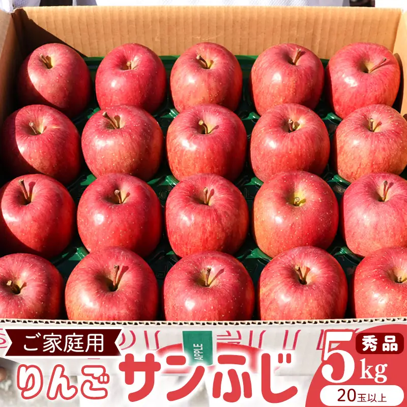 令和8年産 《ご家庭用》りんご サンふじ 秀品 5kg（20玉以上）2026年産 山形県産【2026年12月上旬頃から下旬頃発送予定】　014-B-HK007