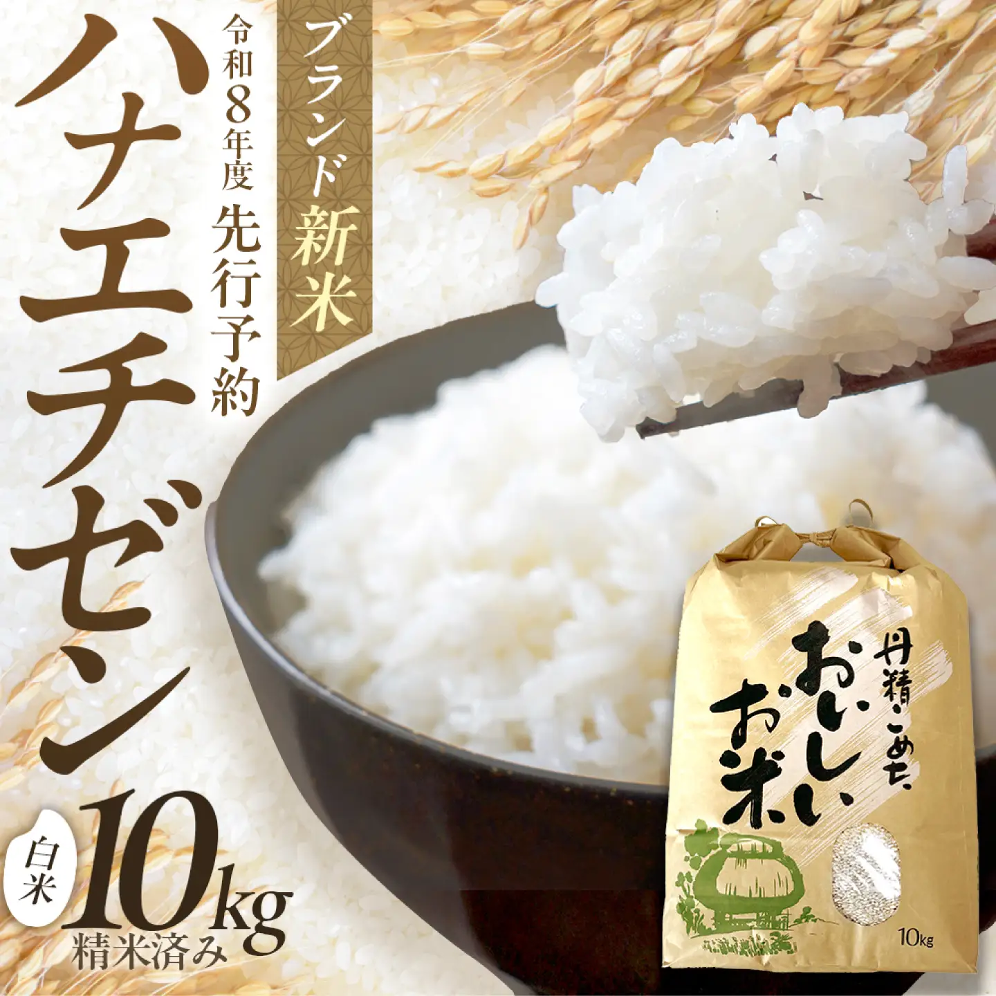 【令和8年産 新米】 【先行予約 / 8月下旬より順次発送 】 ハナエチゼン 白米 10kg / 米 お米 精米 小浜市 / 北川博司 [BFDG004]