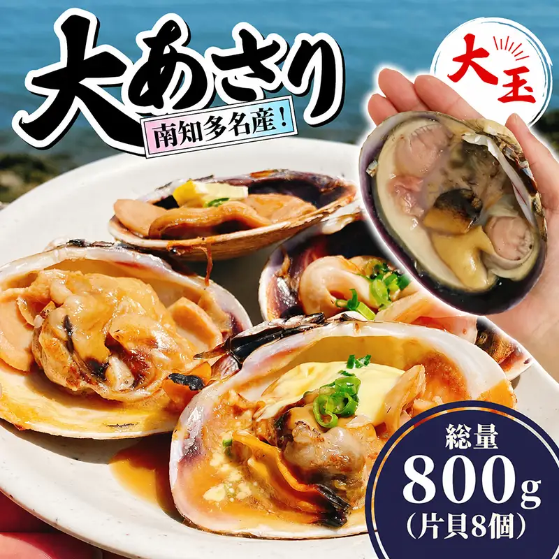 南知多名産！ 大 あさり カット済み 大玉 片貝8個 (400g×2p) 800g 冷凍 プロトン凍結 魚貝 鮮魚 魚太郎 特産品 バーベキュー 浜焼き 大 あさり