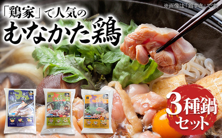 むなかた鶏３種鍋セット 鶏家 鶏肉 鍋 水炊き 鶏鍋 鶏すき モモ肉 ムネ肉 麺付き ちゃんぽん麺 福岡県 福岡 九州 グルメ お取り寄せ