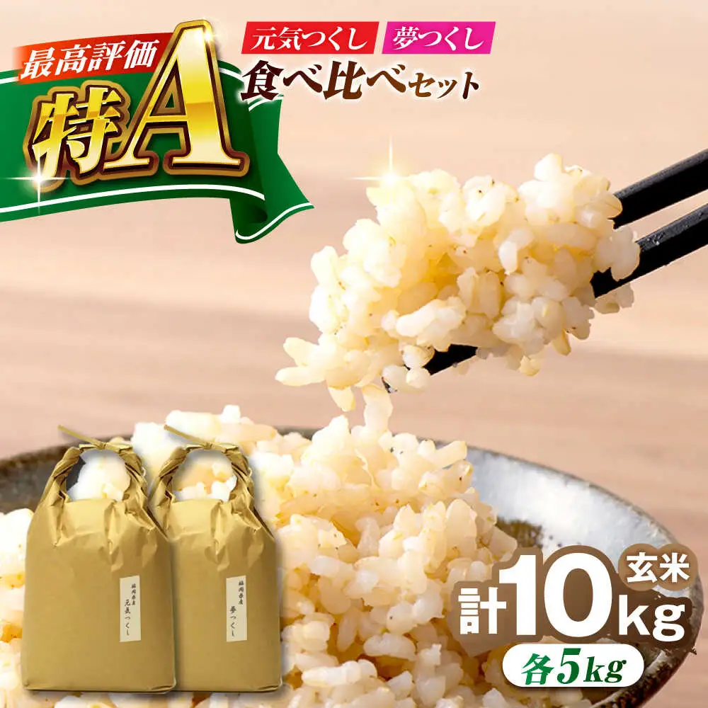 福岡県産 元気つくし・夢つくしの食べ比べセット 玄米 10kg (5kg×各1袋)[BGAF024]