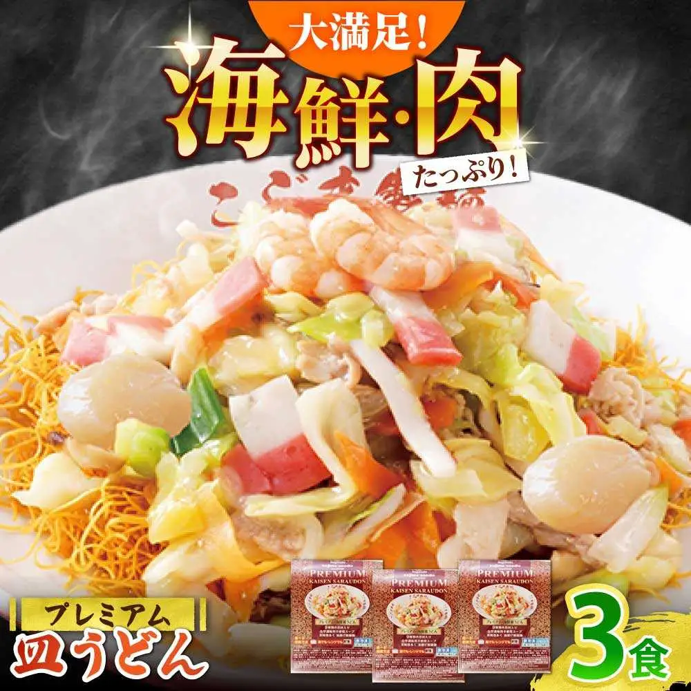 【本格追求】プレミアム 海鮮 皿うどん 3食  / 南島原市 / こじま製麺[SAZ032]