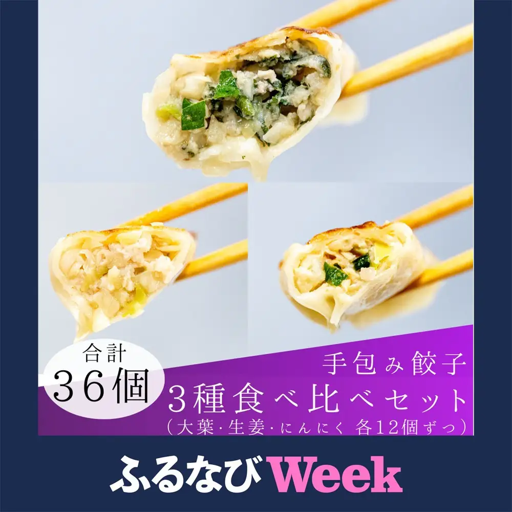 【ふるなびWEEK対象】餃子 手包み餃子 Sパック 3種セット 合計36個 餃子屋はまだ