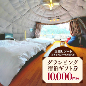 玉重リゾート グランピング施設 たまちゃんドームで使える宿泊ギフト券 10,000円分 宿泊 宿泊券 広島 安芸高田市