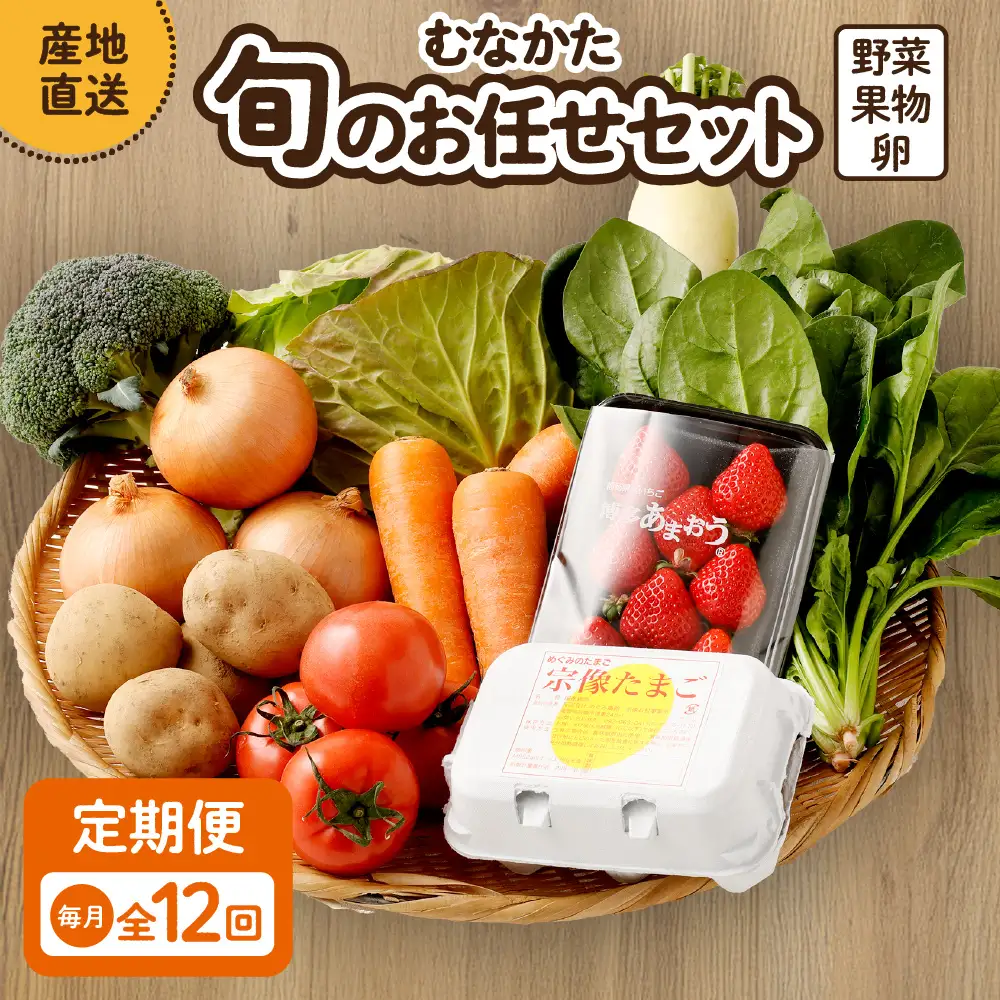 【毎月お届け】むなかた旬のお任せセット 野菜 フルーツ 卵 9～11品 _HB0194 | 定期便 詰め合わせ
