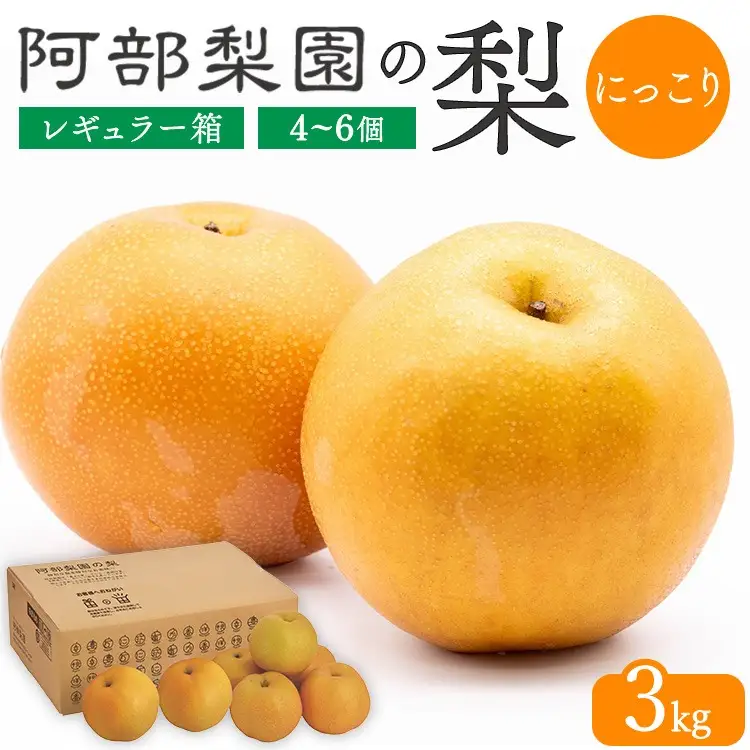 阿部梨園の梨（3kg　レギュラー箱）にっこり ※2026年10月～発送