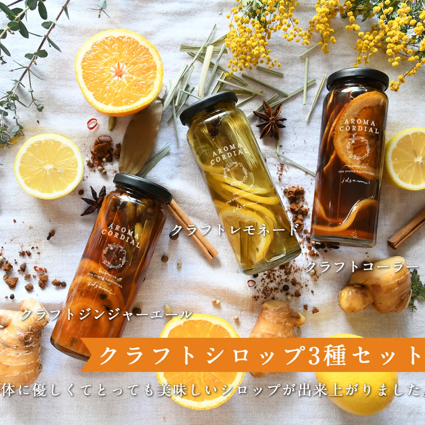 クラフト飲料シロップ(コーラ、ジンジャーエール、レモネード）3本セット