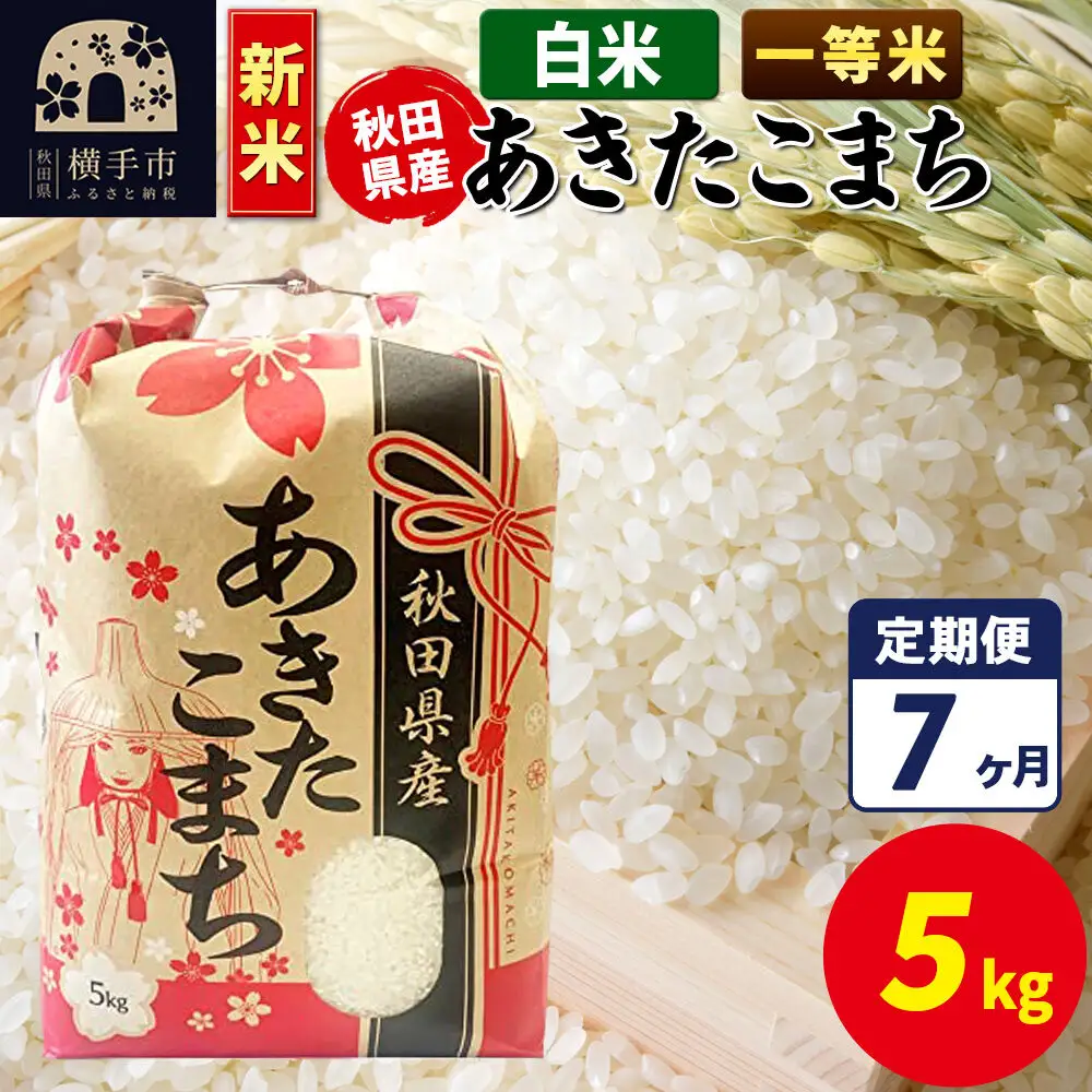 《新米》《定期便7ヶ月》あきたこまち 一等米 5kg【白米】秋田県産 こまちライン