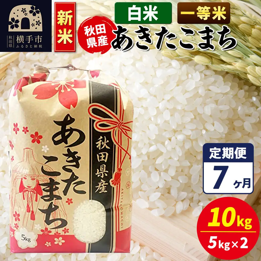 《新米》《定期便7ヶ月》あきたこまち 一等米 10kg【白米】秋田県産 こまちライン
