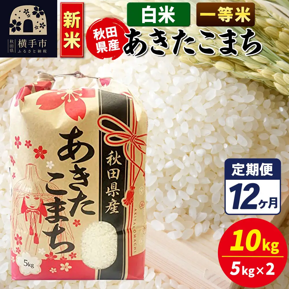 《新米》《定期便12ヶ月》あきたこまち 一等米 10kg【白米】秋田県産 こまちライン