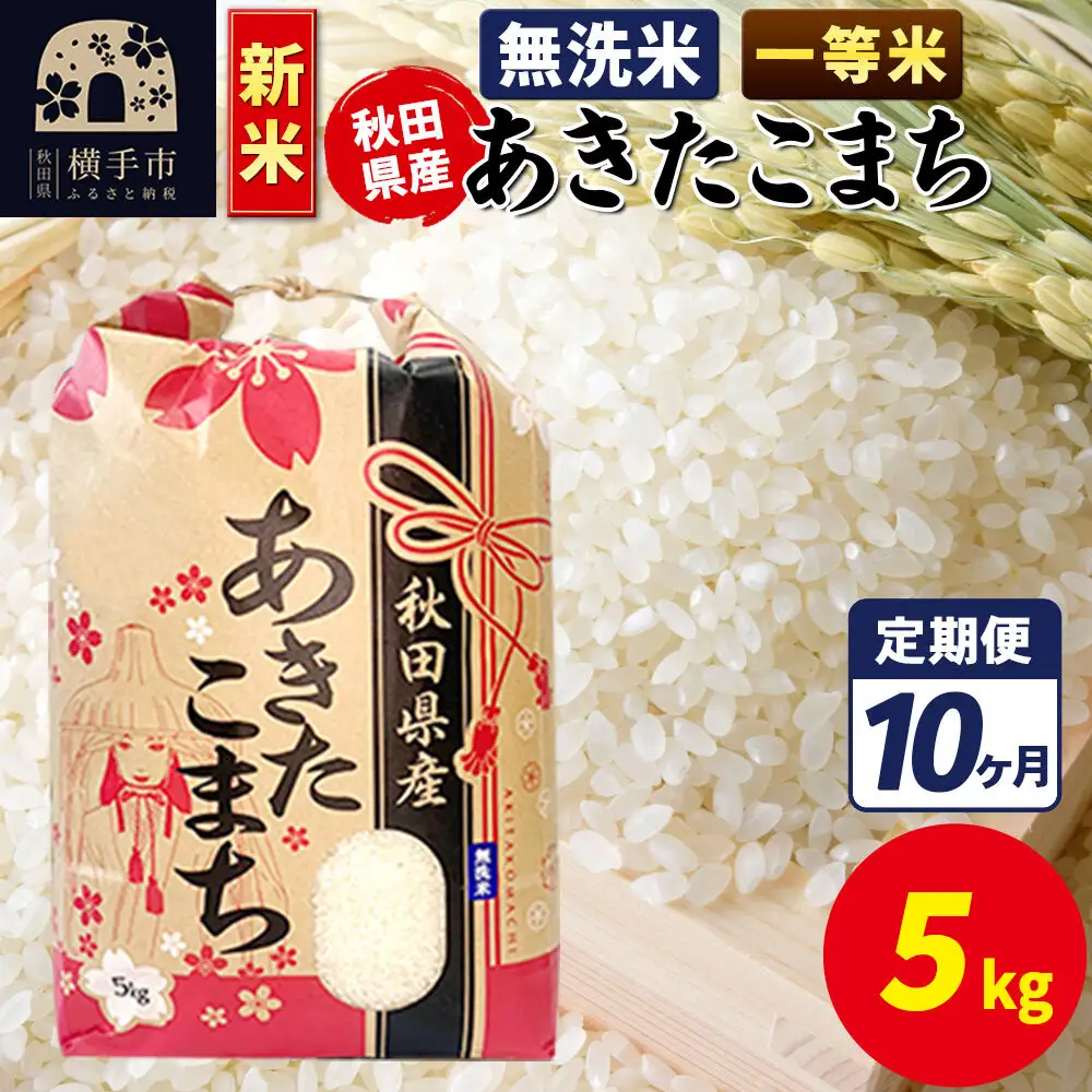 《新米》《定期便10ヶ月》あきたこまち 一等米 5kg【無洗米】秋田県産 こまちライン