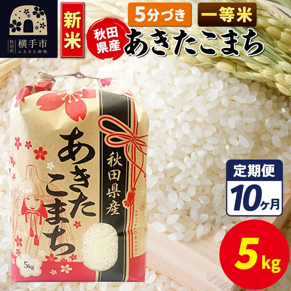 《新米》《定期便10ヶ月》あきたこまち 一等米 5kg【5分づき】秋田県産 こまちライン