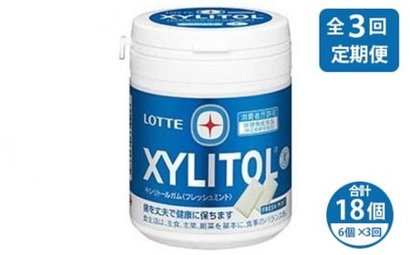 【定期便3回】 2ヶ月に1回お届け！キシリトールガム フレッシュミント 6個 | ロッテ ガム定期便