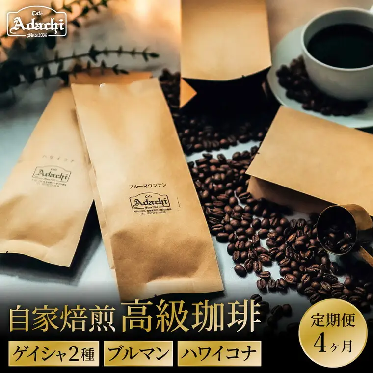定期便最高級コーヒー4ヶ月ゲイシャ2種ブルマン ハワイ・コナ100g