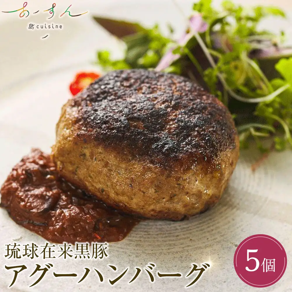 島cuisine あーすん　琉球在来黒豚　アグーハンバーグ5個入り