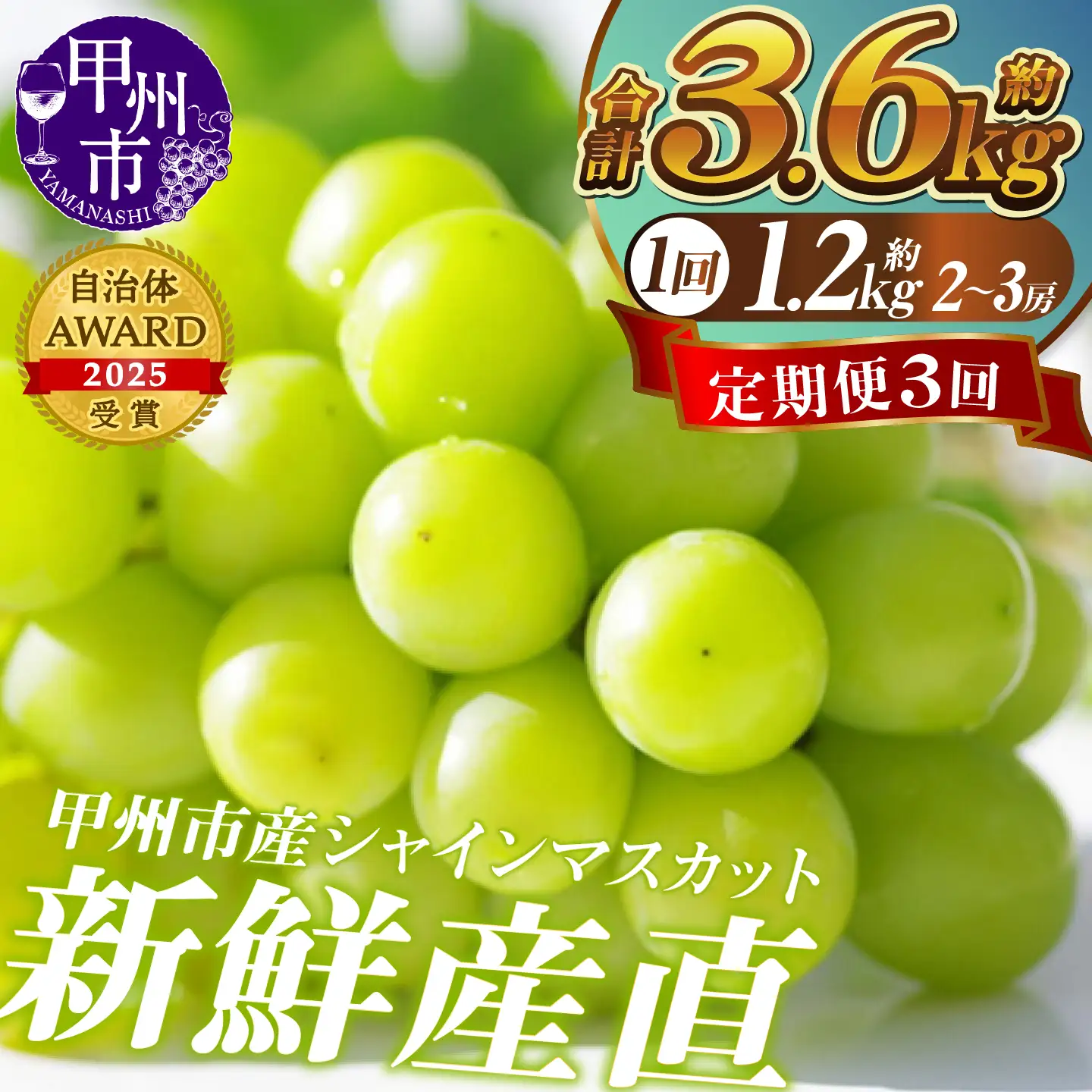 新鮮産直！甲州市・シャインマスカット3回定期便【2027年発送】（KSF）D5-125 シャインマスカット フルーツ