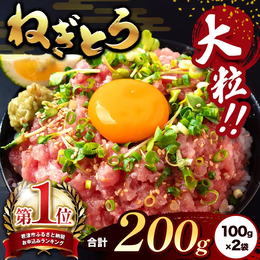 ねぎとろ 200g（100g×2袋） 本州限定発送 簡易包装 スピード発送 | 清幸丸水産 最短7日以内発送 大人気 ユッケ 手巻き寿司 海鮮丼 マグロのユッケ まぐろ 海鮮 小分け 100g パック 千葉県 君津市