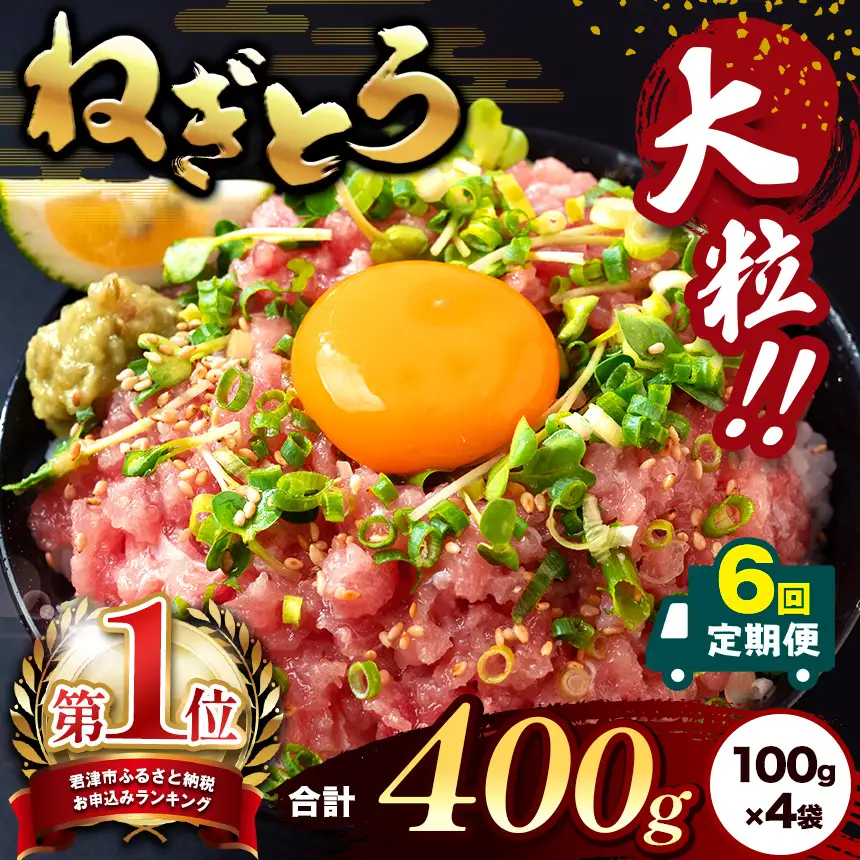 【定期便6回】ねぎとろ 400g（100g×4袋） 本州限定発送 | 清幸丸水産 大人気 手巻き寿司 海鮮丼 マグロのユッケ まぐろ 海鮮 小分け 100g パック 千葉県 君津市