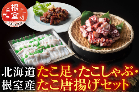 【北海道根室産】たこ足、たこしゃぶ、たこ唐揚げセット B-19002