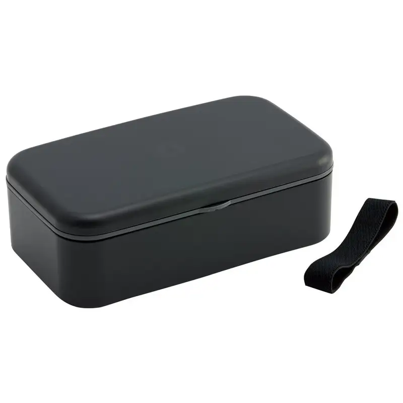 箸付き 弁当箱 1000ml 1段 ランチボックス お弁当 18cm 大人 メンズ バイオマス スケーター skater PLB10HB アッシュブラック 子供 食洗機可 電子レンジ可 仕切付 ランチベルト 〈スケーター株式会社〉   6-307