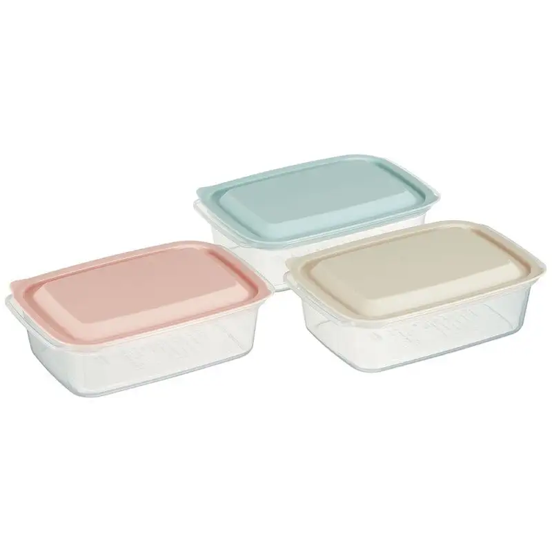 保存容器[700ml]3個セット●アソート● キッチン 保存 食材保存 お弁当箱 ランチボックス 容器 フードコンテナ 電子レンジ対応 保存容器 シンプル かわいい 3色〈スケーター株式会社〉   4-047