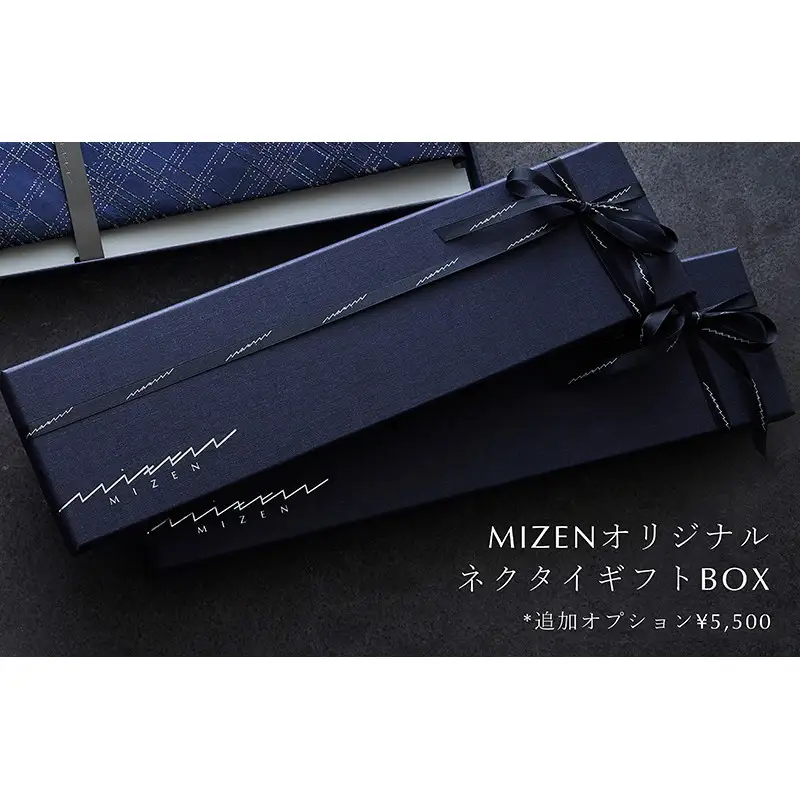 【民谷螺鈿×MIZEN】螺鈿織スラッシュタイ　チェック　紺　ギフトBOX入り