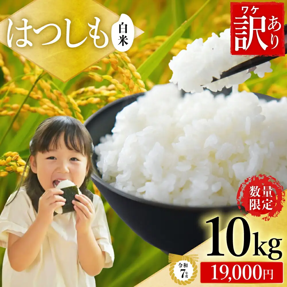 【訳あり】【在庫なくなり次第終了】R7年産 ハツシモ米 白米 10kg