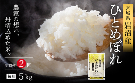 【 令和7年産/ 2ヶ月連続定期便 】 無洗米 ひとめぼれ 5kg × 2回 岩沼産 白米 東北 宮城県産 宮城米