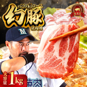 信州 飯田 の ブランド豚「幻豚」 焼肉 用 バラ肉 & 肩ロース ステーキ(合計1kg)セット | 長野県 飯田市