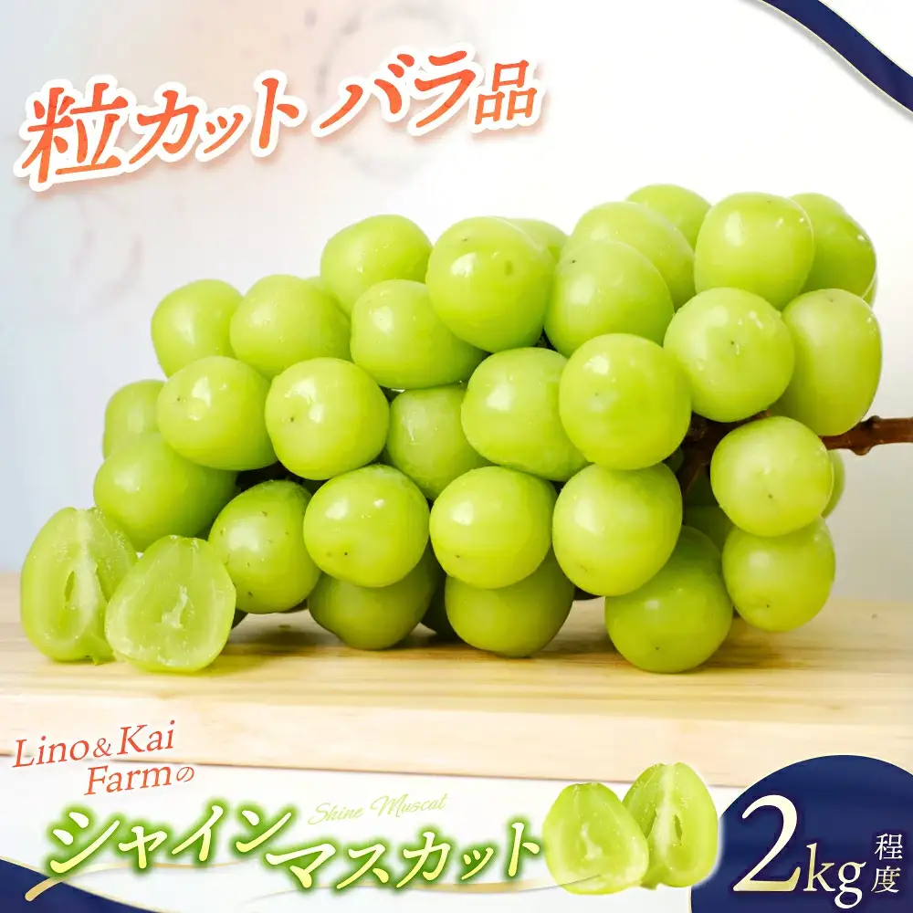 2026年先行予約 Lino＆Kai Farmのシャインマスカット 粒カットバラ品 (2kg程度）ぶどう 岡山 真庭市 シャインマスカット 高級 【linokai004-02】