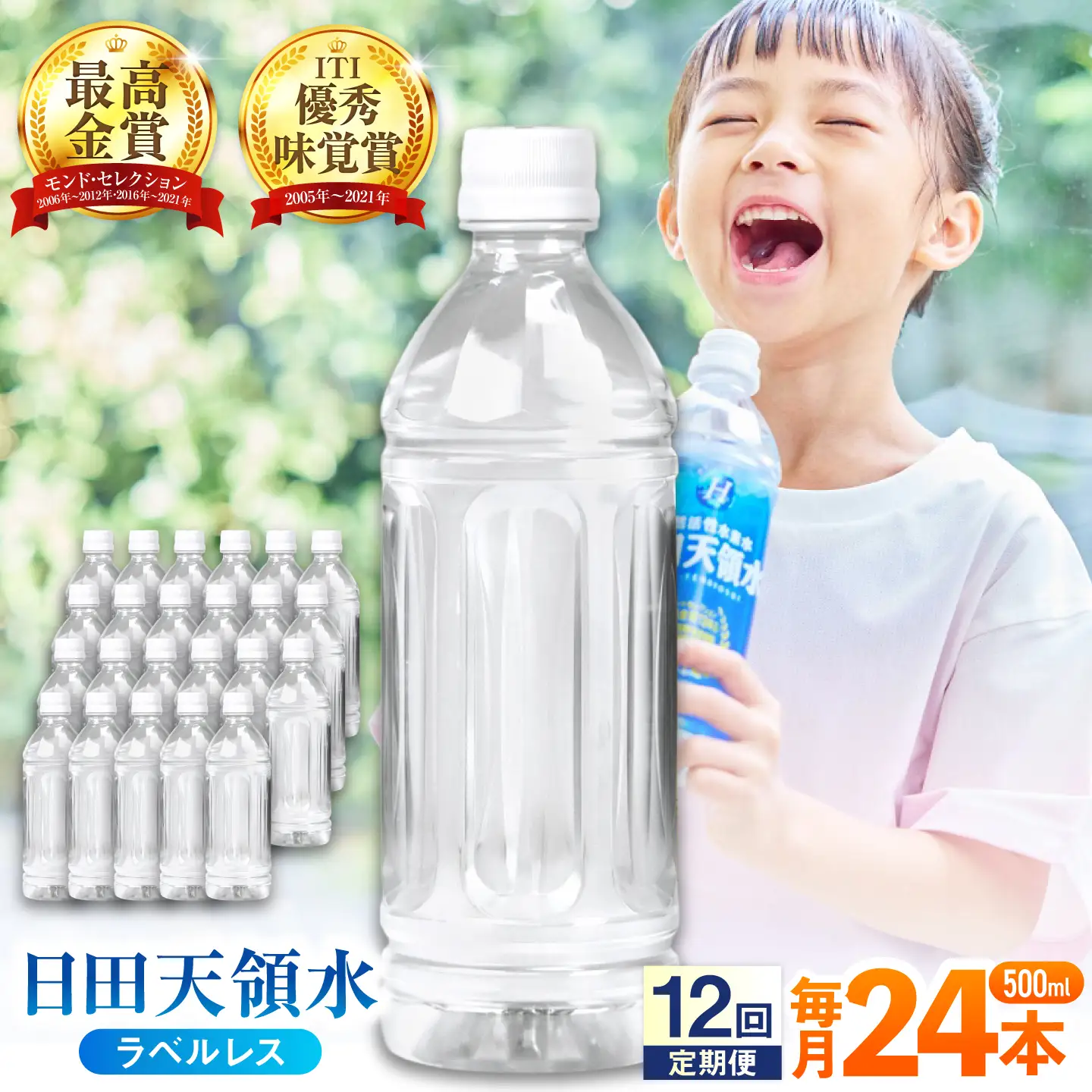 【全12回定期便】日田天領水(ラベルレス) 500ｍl×24本 天然水 備蓄 防災 ミネラルウォーター シリカ[AREG062]
